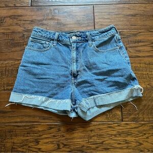 Hollister Blue Jean Shorts High-Waisted Cuffed